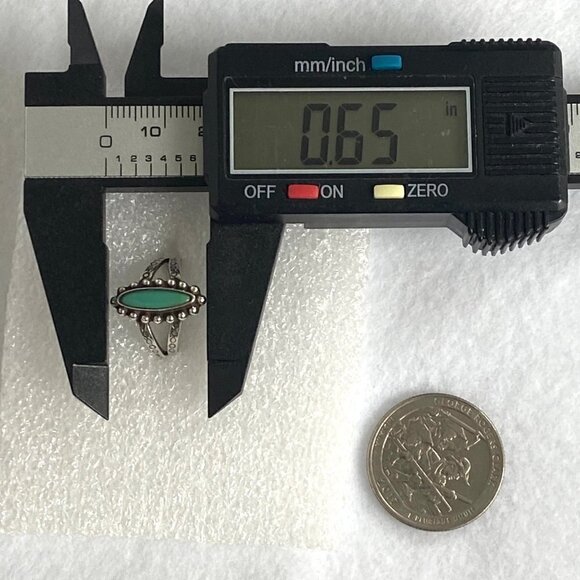 VTG Sterling Silver 925 Southwest Style Turquoise Stamped Split Shank Ring 4.75 - Picture 13 of 16